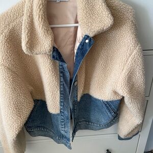 Emory Park Cream and Blue Teddy Jacket